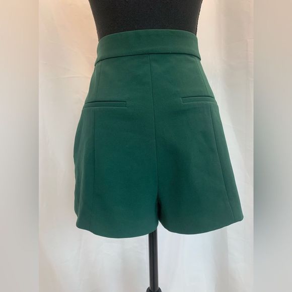 H&m dark green high waisted dress shorts Sz 12 - Picture 5 of 11